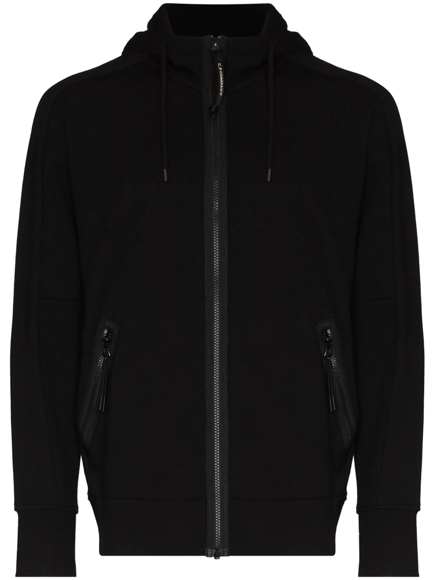 CP Company – Schwarze Fleece-Brillenjacke mit diagonalem Reliefmuster