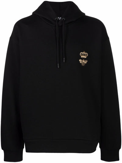 Dolce &amp; Gabbana – Schwarzer Kapuzenpullover mit Bienenlogo