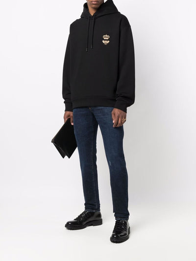 Dolce &amp; Gabbana – Schwarzer Kapuzenpullover mit Bienenlogo