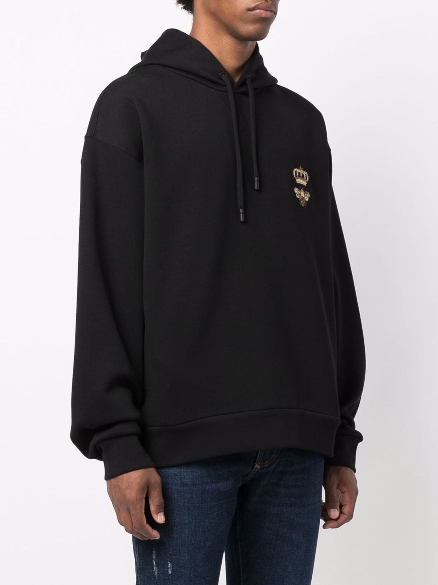 Dolce &amp; Gabbana – Schwarzer Kapuzenpullover mit Bienenlogo