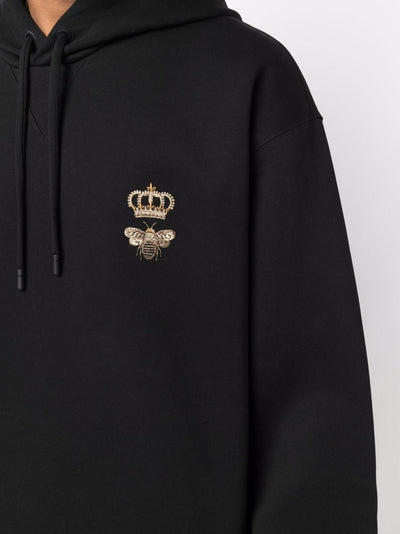 Dolce &amp; Gabbana – Schwarzer Kapuzenpullover mit Bienenlogo