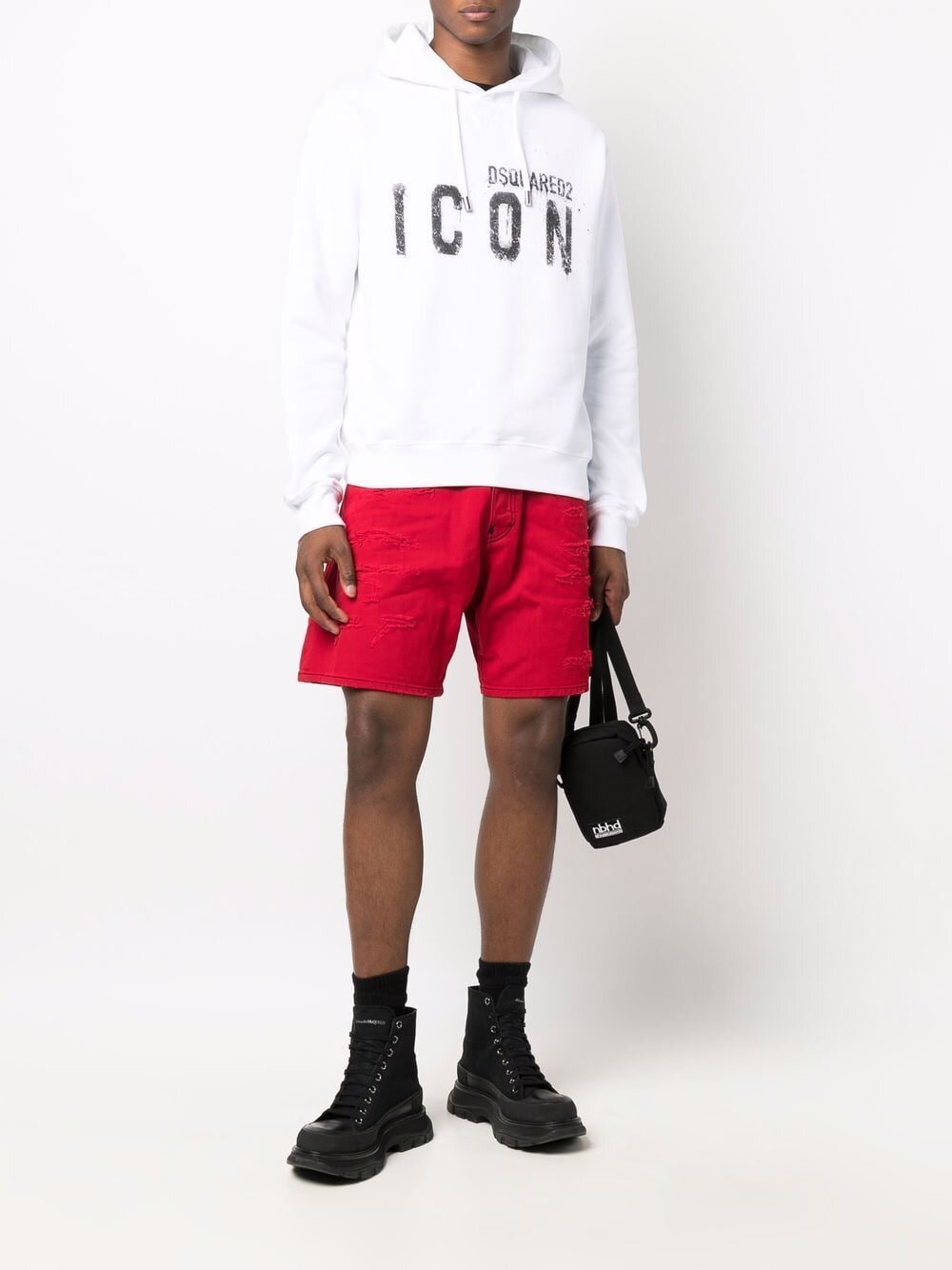 Dsquared2 Icon Spray Splatter Baumwoll-Hoodie Weiß 