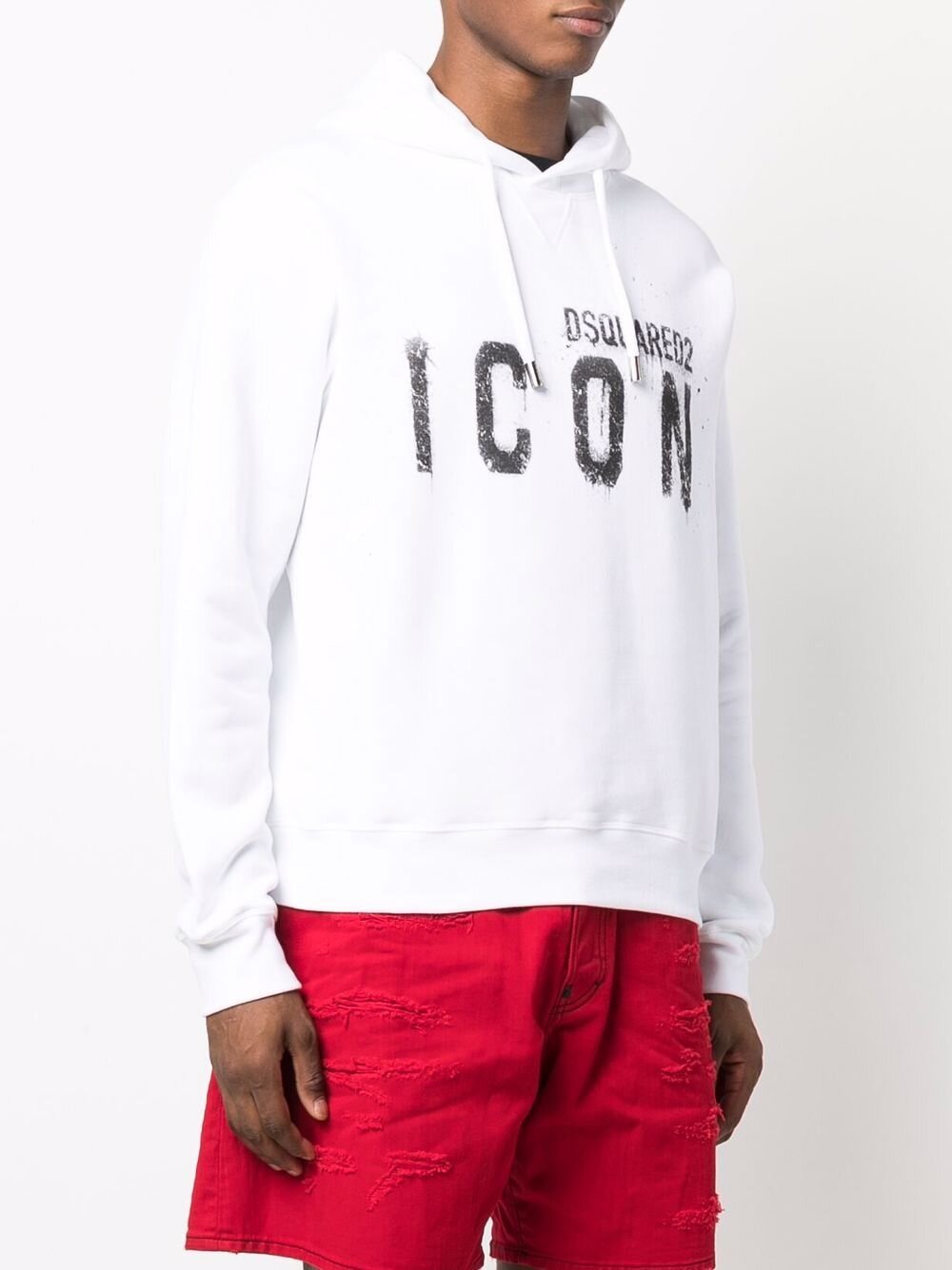 Dsquared2 Icon Spray Splatter Baumwoll-Hoodie Weiß 