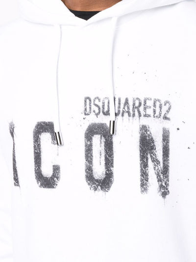 Dsquared2 Icon Spray Splatter Baumwoll-Hoodie Weiß 