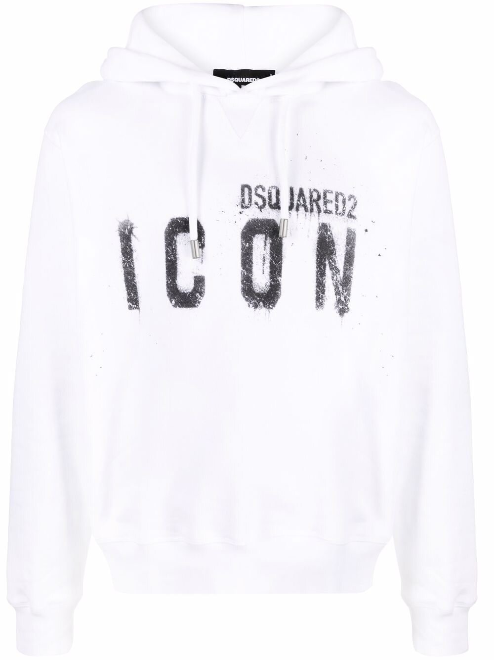 Dsquared2 Icon Spray Splatter Baumwoll-Hoodie Weiß 
