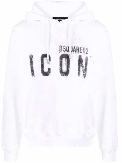 Dsquared2 Icon Spray Splatter Baumwoll-Hoodie Weiß 