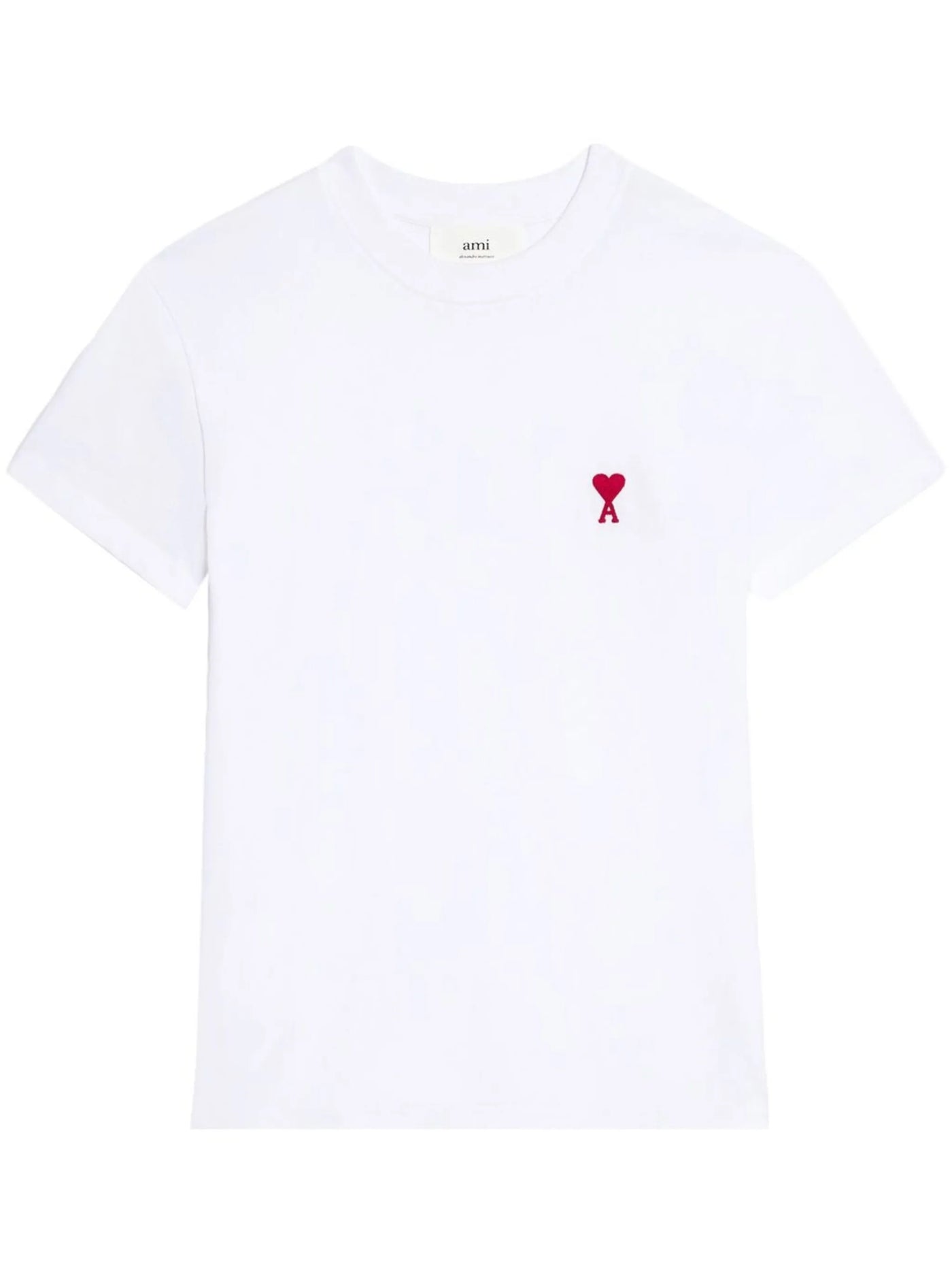Ami Paris – T-Shirt „Ami De Coeur“ in Weiß mit rotem, gesticktem Logo