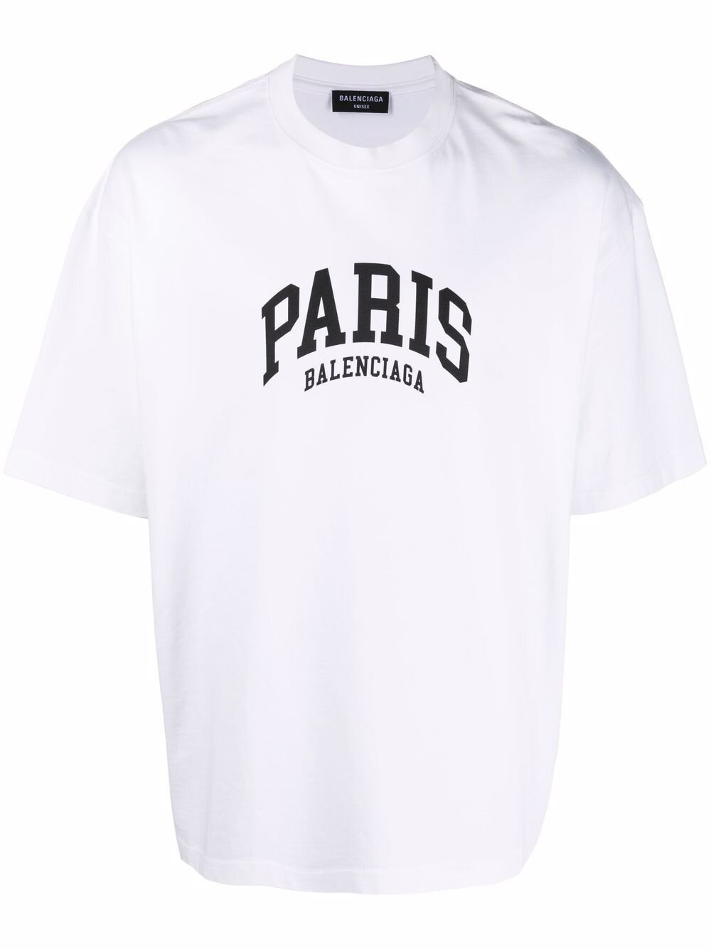 Balenciaga Paris Logo Baumwoll-T-Shirt Weiß 