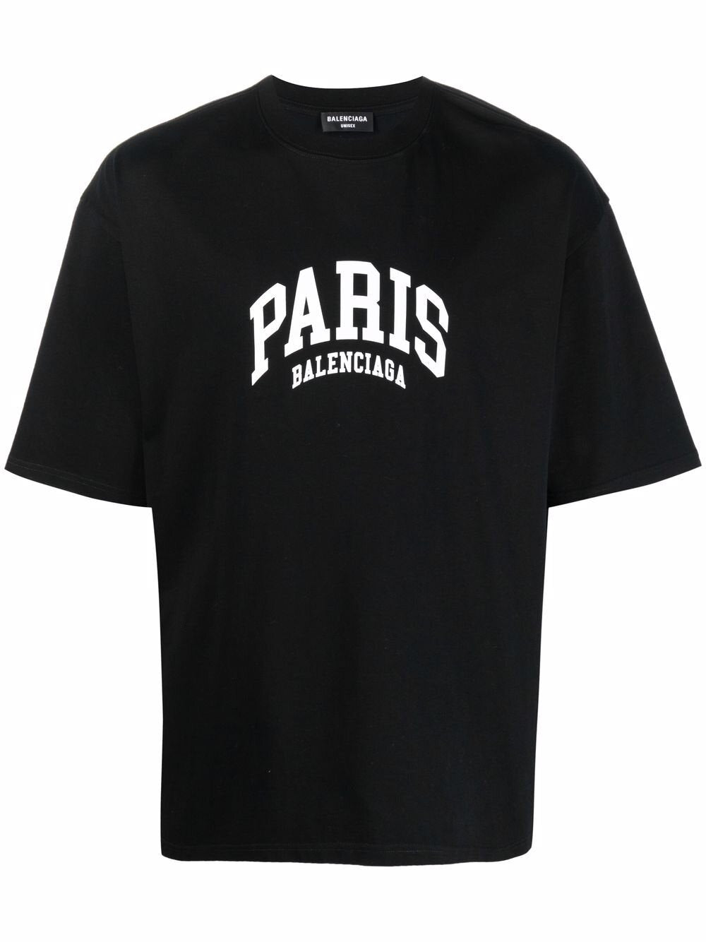 Balenciaga Paris Logo Baumwoll-T-Shirt Schwarz 