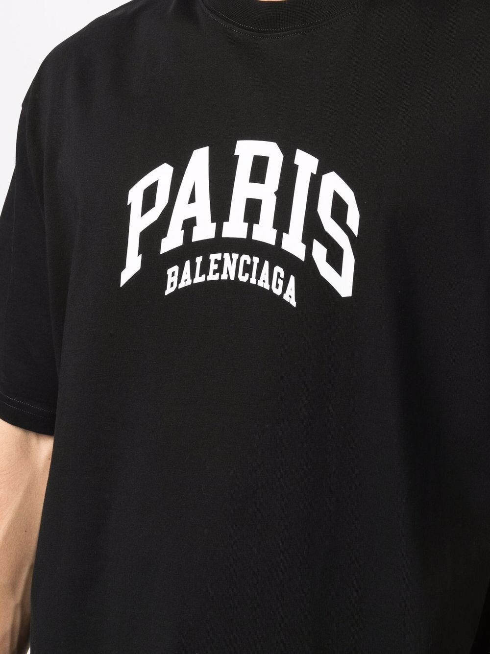 Balenciaga Paris Logo Baumwoll-T-Shirt Schwarz 