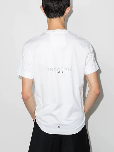 Givenchy – Oversize-T-Shirt mit Reverse-Paris-Logoprint in Weiß