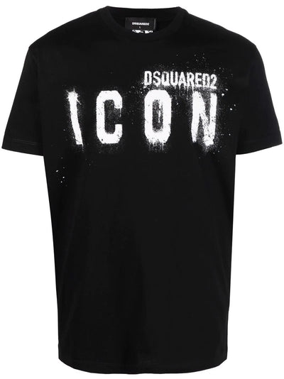 Dsquared2 – T-Shirt mit Icon Spray-Logoprint in Schwarz 