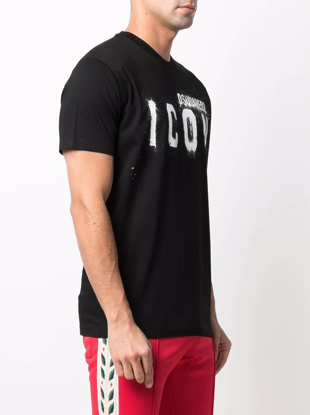 Dsquared2 – T-Shirt mit Icon Spray-Logoprint in Schwarz 