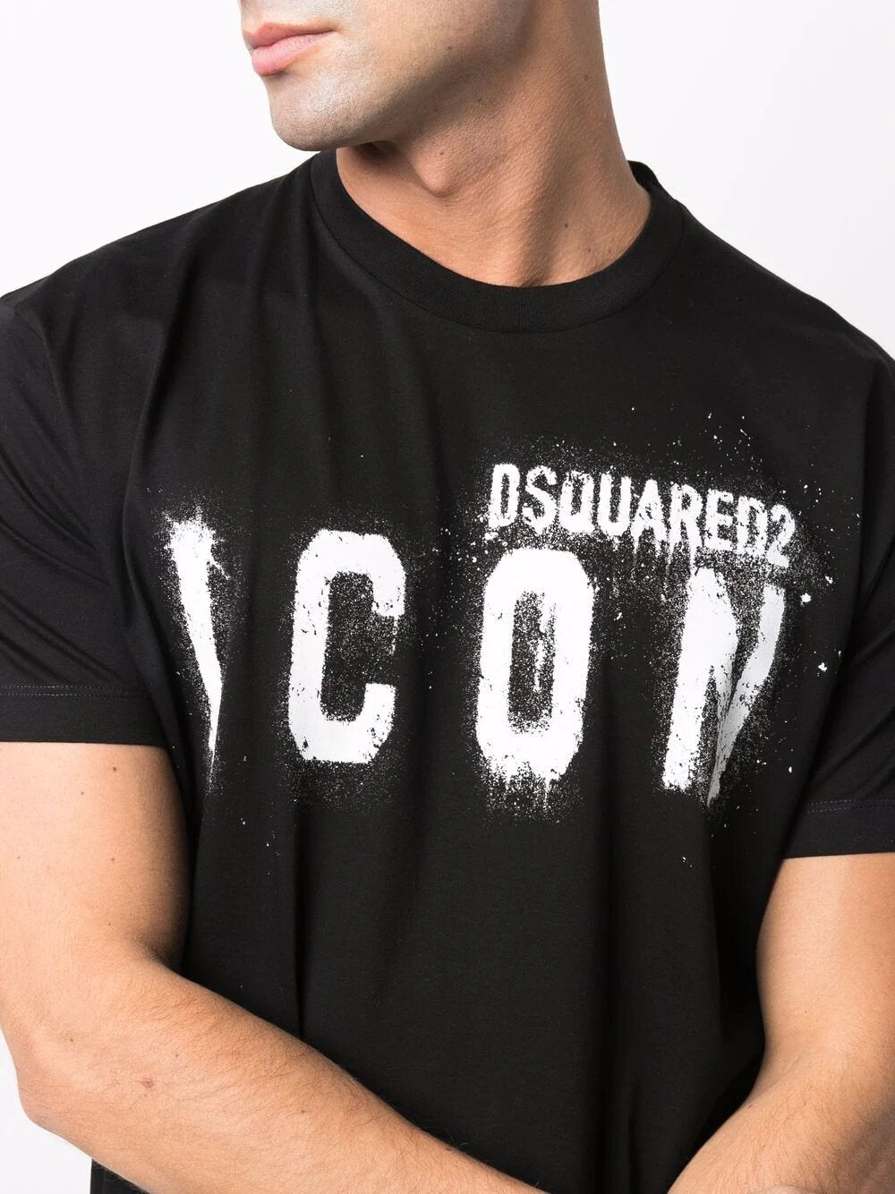 Dsquared2 – T-Shirt mit Icon Spray-Logoprint in Schwarz 