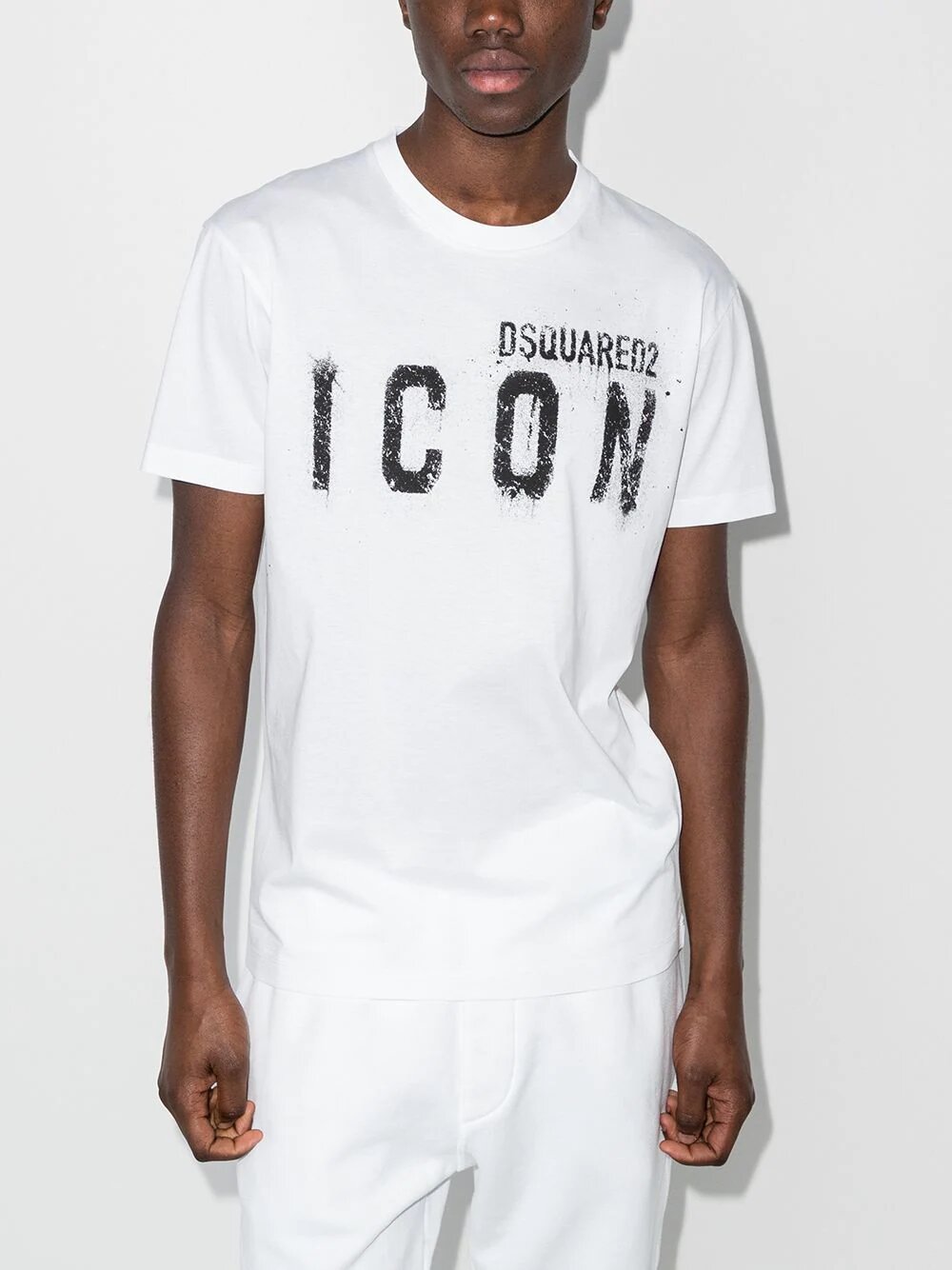 Dsquared2 – T-Shirt mit Spray-Icon-Print in Weiß 