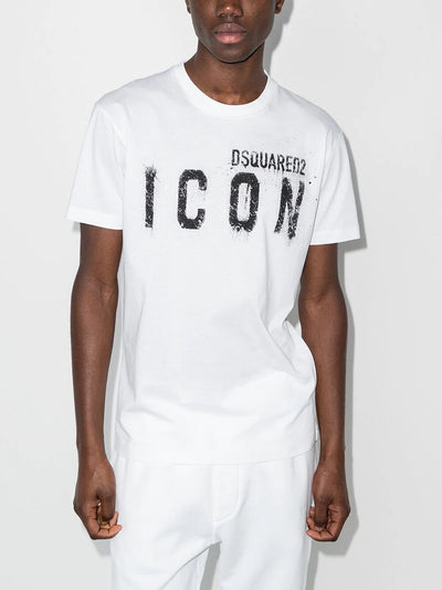 Dsquared2 – T-Shirt mit Spray-Icon-Print in Weiß 