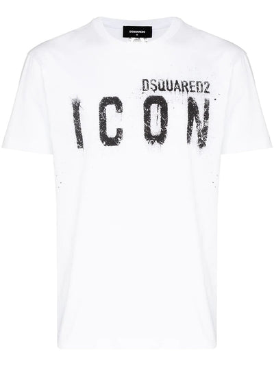 Dsquared2 – T-Shirt mit Spray-Icon-Print in Weiß 
