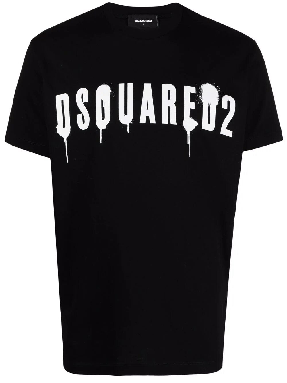 Dsquared2 – Schwarzes Baumwoll-T-Shirt mit Graffiti-Print