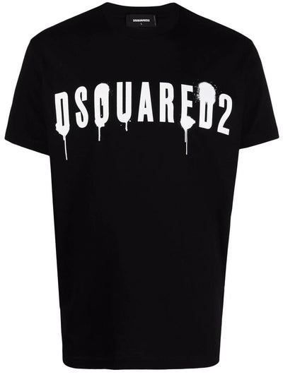Dsquared2 – Schwarzes Baumwoll-T-Shirt mit Graffiti-Print