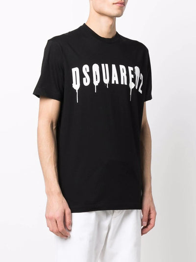 Dsquared2 – Schwarzes Baumwoll-T-Shirt mit Graffiti-Print
