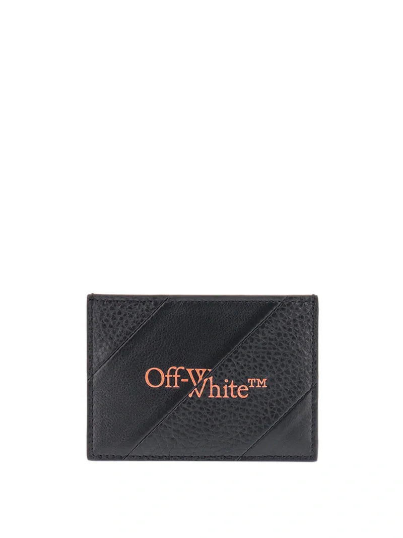 Off-White – Kartenetui mit Intarsienmuster in Schwarz