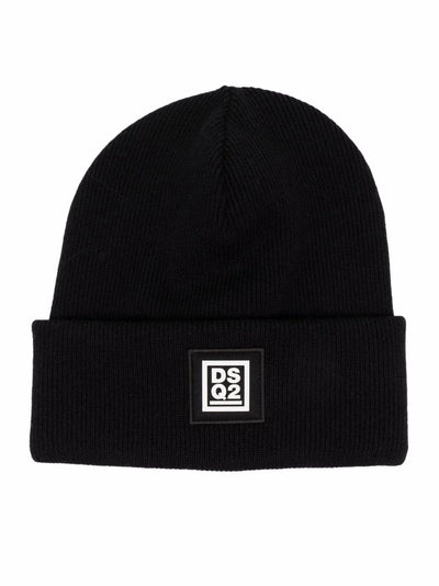 Dsquared2 Strickmütze mit Logo-Patch Schwarz