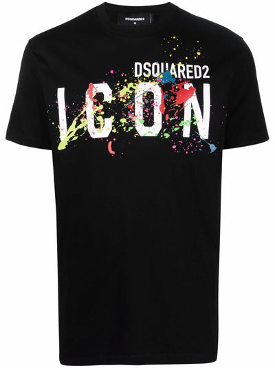 Dsquared2 Icon Farbspritzer T-Shirt Schwarz