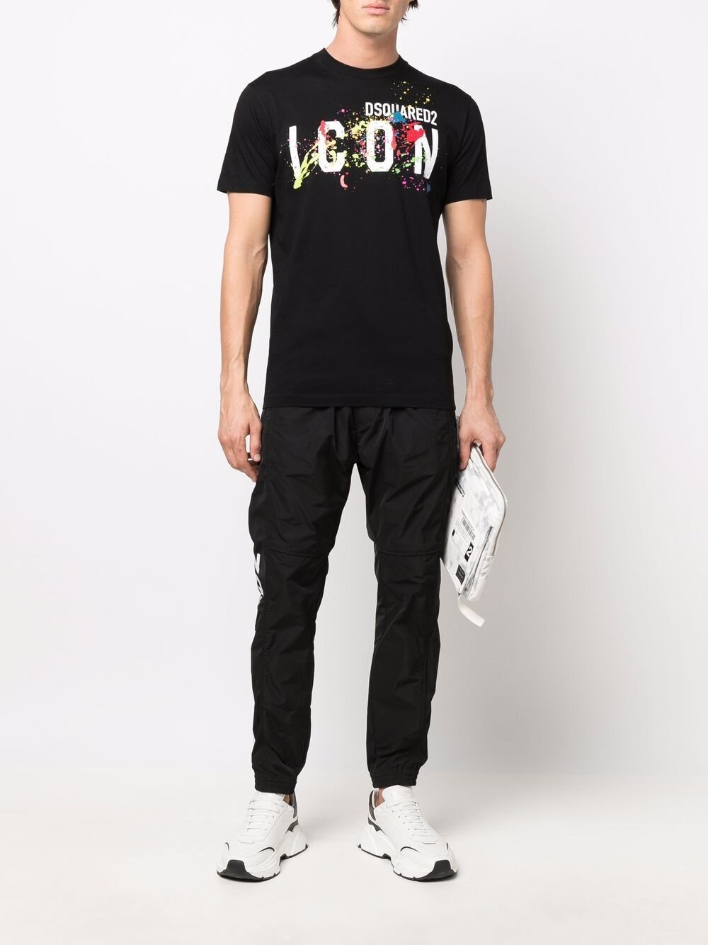 Dsquared2 Icon Farbspritzer T-Shirt Schwarz