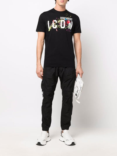Dsquared2 Icon Farbspritzer T-Shirt Schwarz