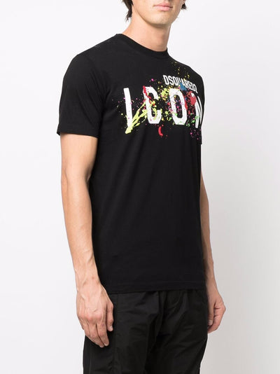 Dsquared2 Icon Farbspritzer T-Shirt Schwarz