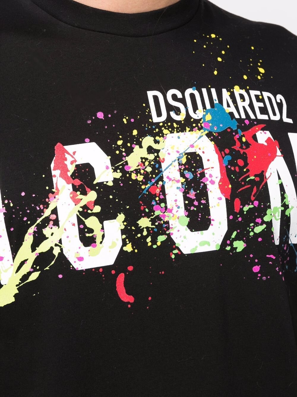 Dsquared2 Icon Farbspritzer T-Shirt Schwarz