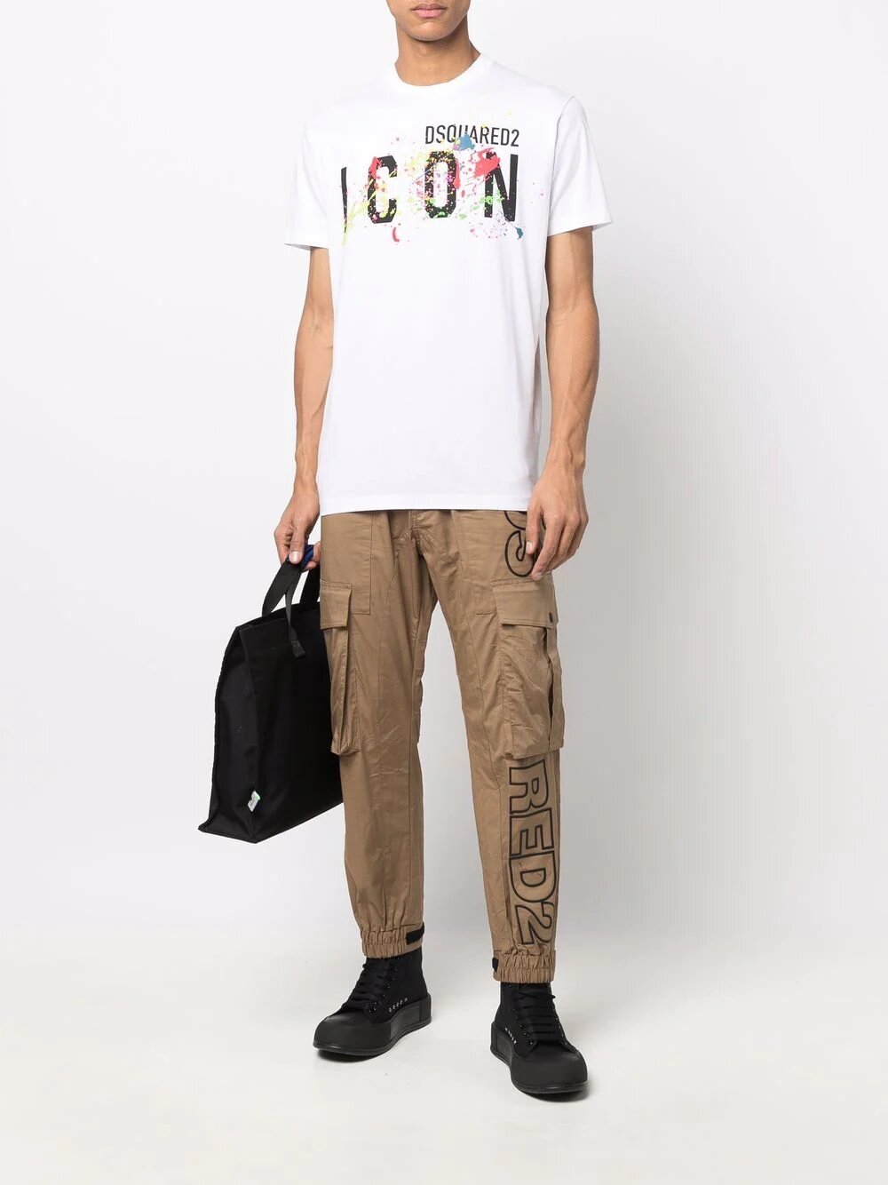 Dsquared2 Weißes Cool-Fit-T-Shirt mit Farbspritzern