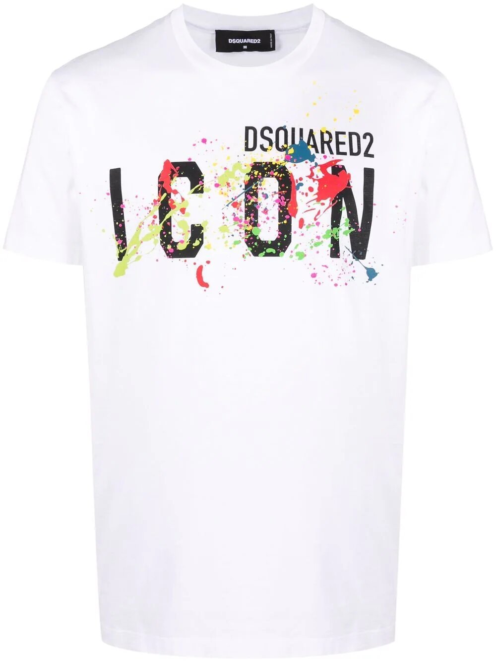 Dsquared2 Weißes Cool-Fit-T-Shirt mit Farbspritzern
