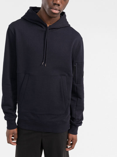 CP Company – Fleece-Kapuzenpullover mit diagonalem Reliefmuster in Marineblau