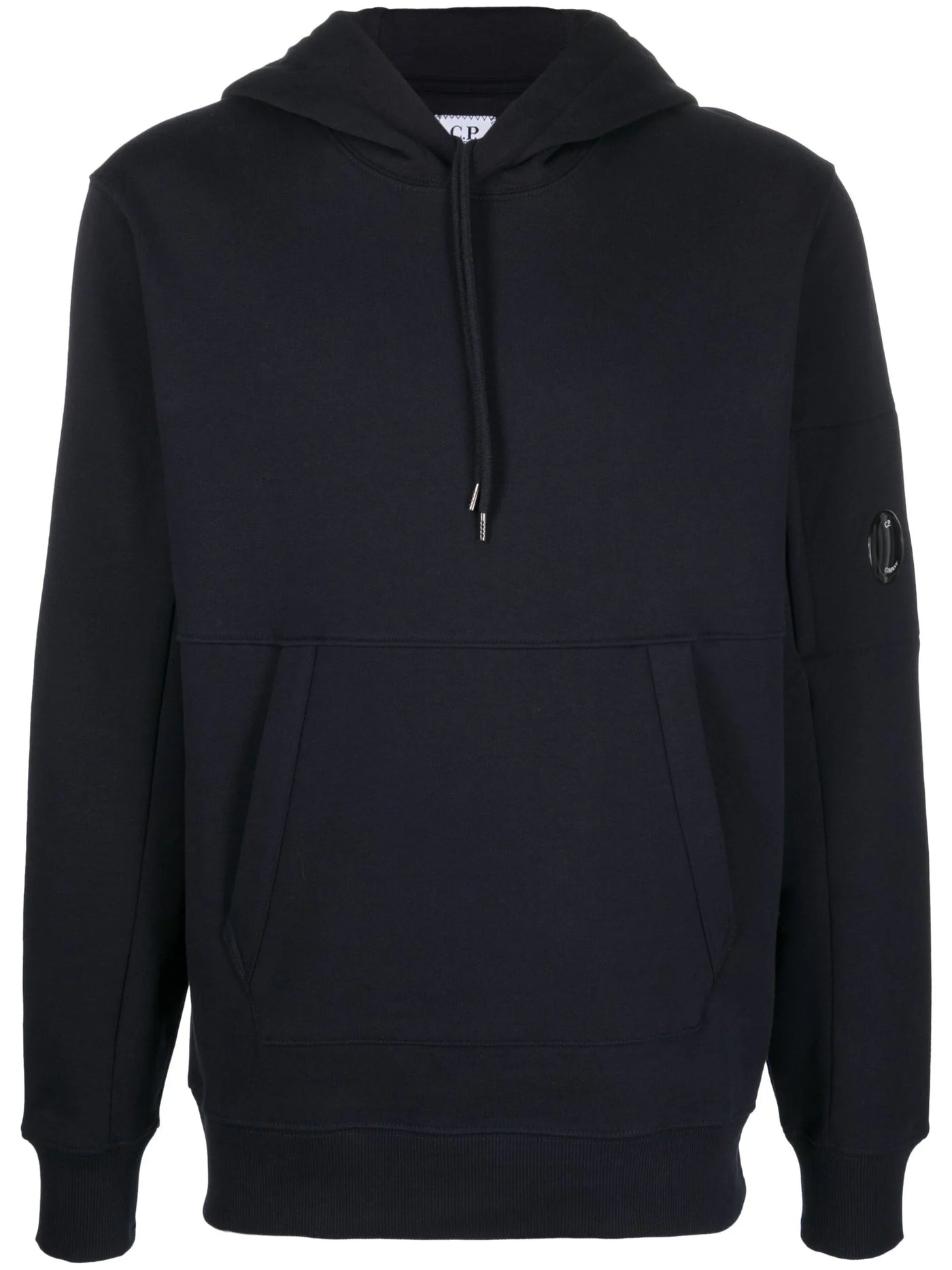 CP Company – Fleece-Kapuzenpullover mit diagonalem Reliefmuster in Marineblau