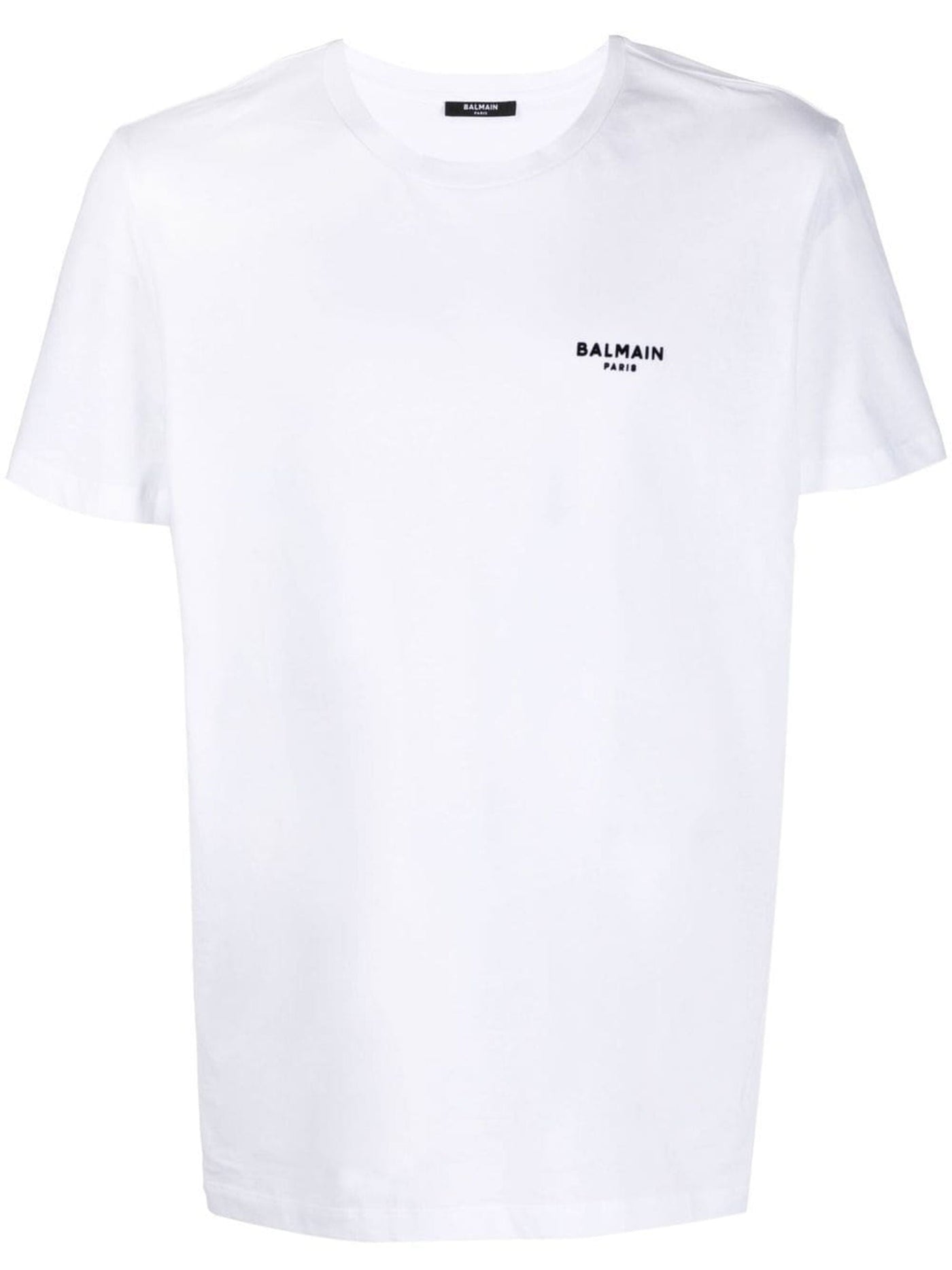 Balmain – Weißes T-Shirt mit kleinem Logo-Flockdruck