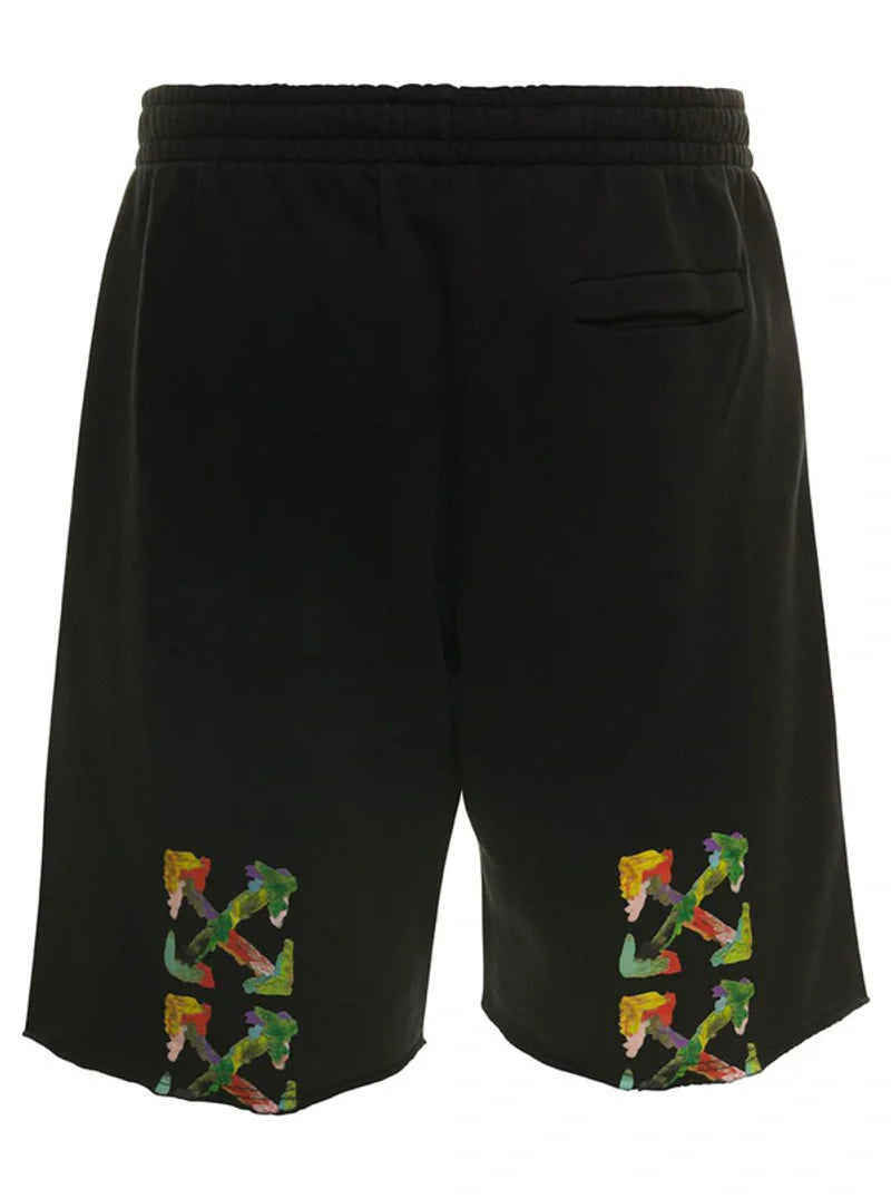 Off-White – Schwarze Shorts mit Brush Arrows-Logo-Print