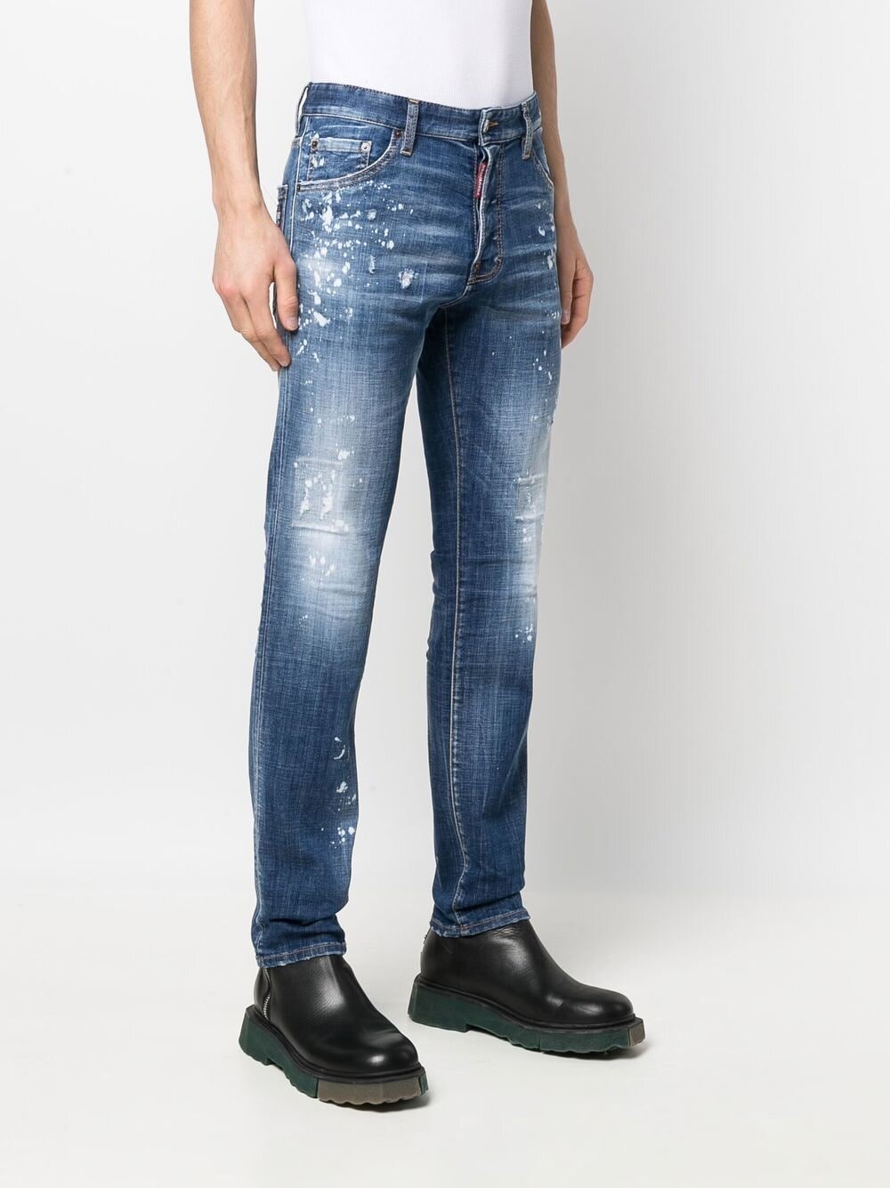 Dsquared2 – Cool Guy – Schmale Jeans mit gebleichten Flecken in Blau 