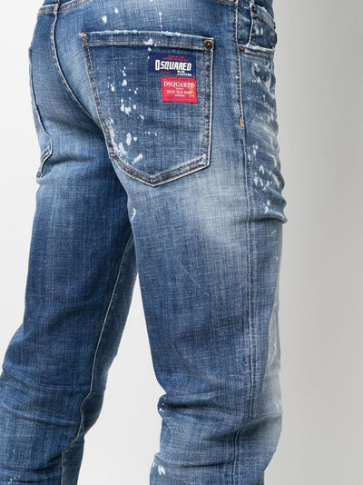 Dsquared2 – Cool Guy – Schmale Jeans mit gebleichten Flecken in Blau 