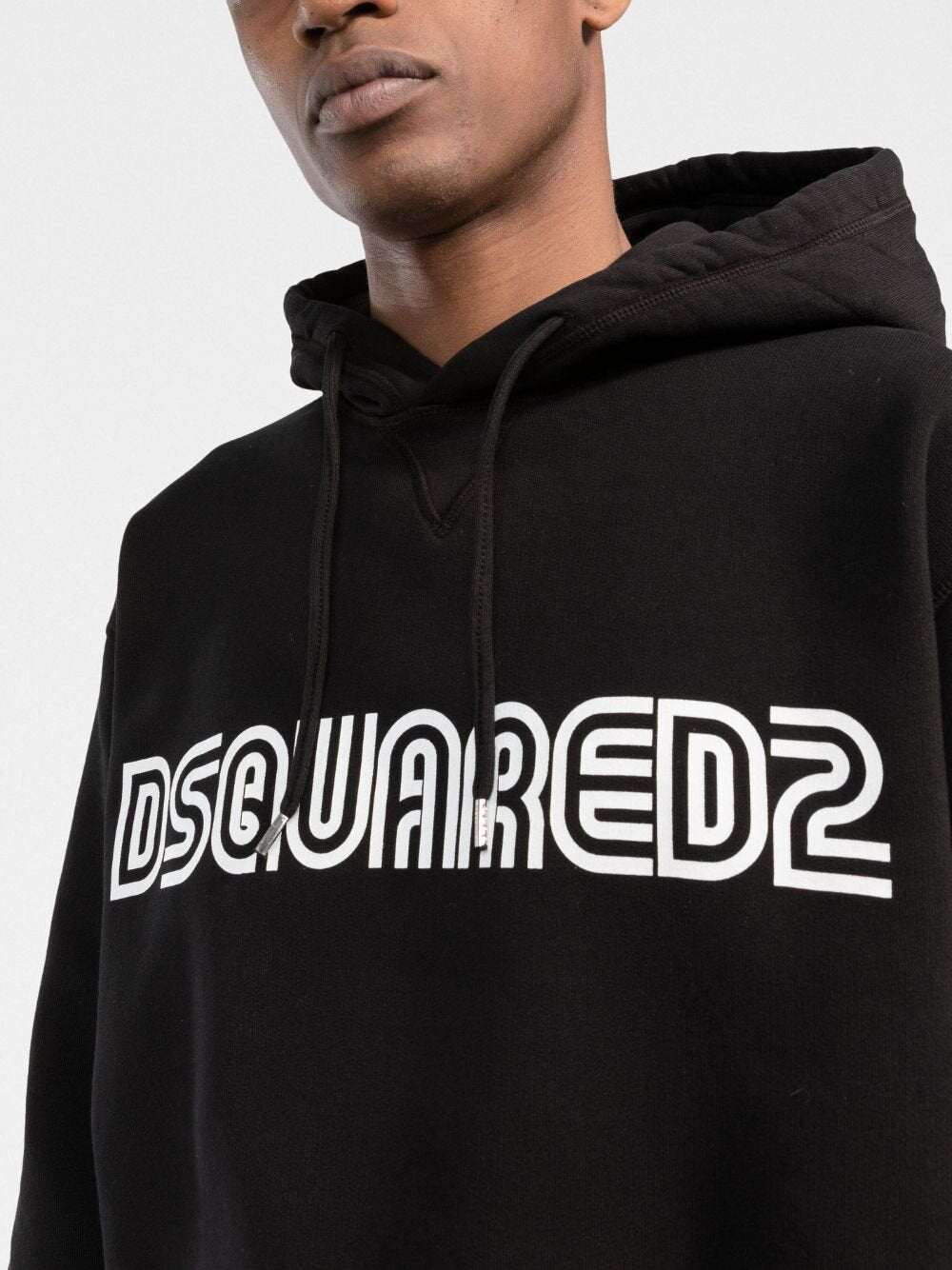 Dsquared2 Outline Logo-Print Baumwoll-Hoodie Schwarz 