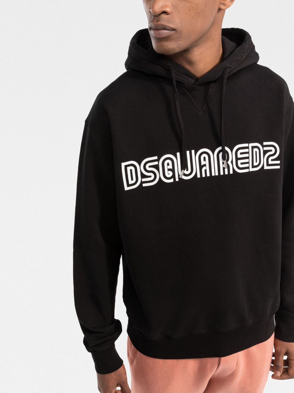 Dsquared2 Outline Logo-Print Baumwoll-Hoodie Schwarz 
