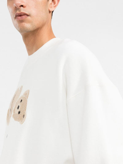 Palm Angels – Sweatshirt mit Rundhalsausschnitt und Bärenmotiv in Weiß