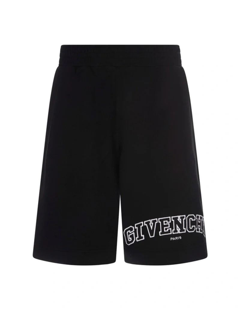 Givenchy – Schwarze Baumwollshorts mit College-Logo-Stickerei