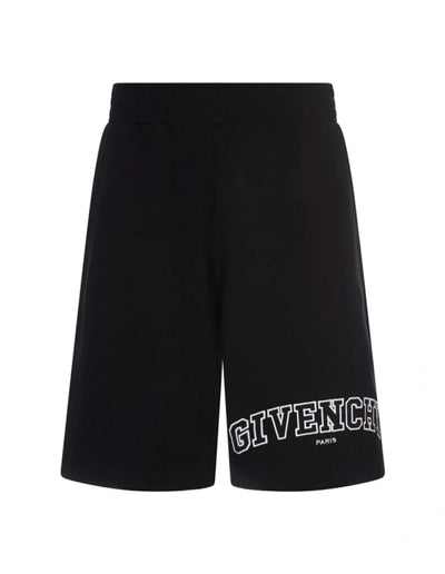 Givenchy – Schwarze Baumwollshorts mit College-Logo-Stickerei