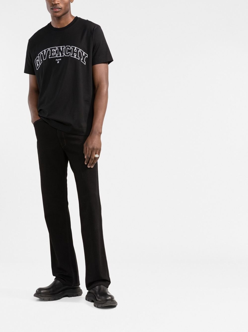 Givenchy College T-Shirt mit Logo-Stickerei Schwarz