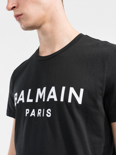 Schwarzes T-Shirt mit Balmain Paris-Logoprint 
