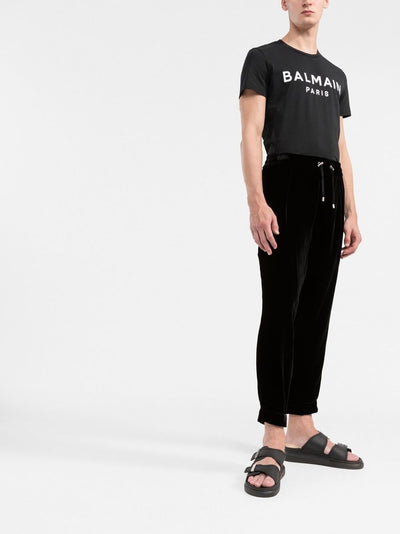 Schwarzes T-Shirt mit Balmain Paris-Logoprint 