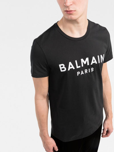 Schwarzes T-Shirt mit Balmain Paris-Logoprint 