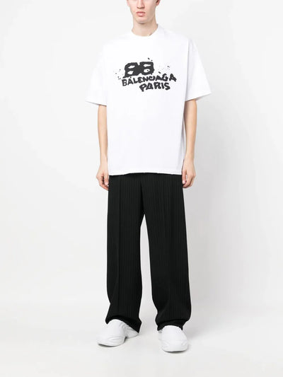 Balenciaga – T-Shirt mit handgezeichnetem BB-Symbollogo in Weiß