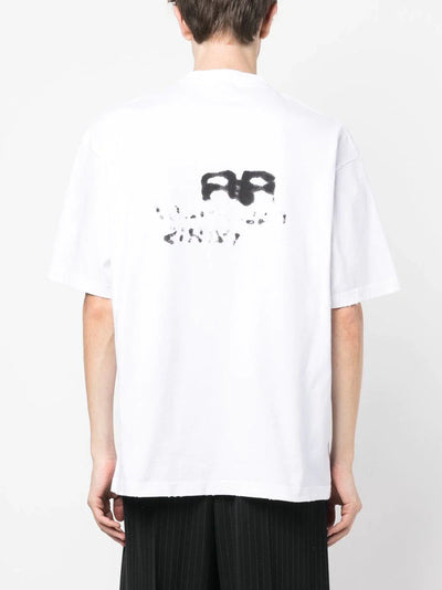 Balenciaga – T-Shirt mit handgezeichnetem BB-Symbollogo in Weiß